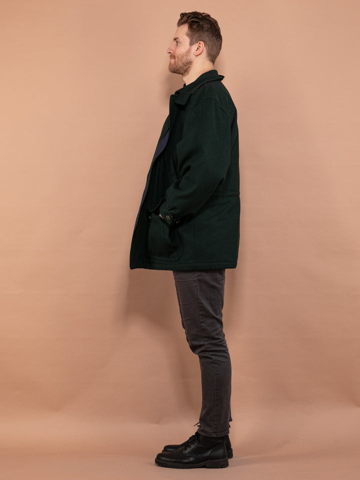 Vintage 90's Men Wool Blend Parka Coat in Green - NorthernGrip