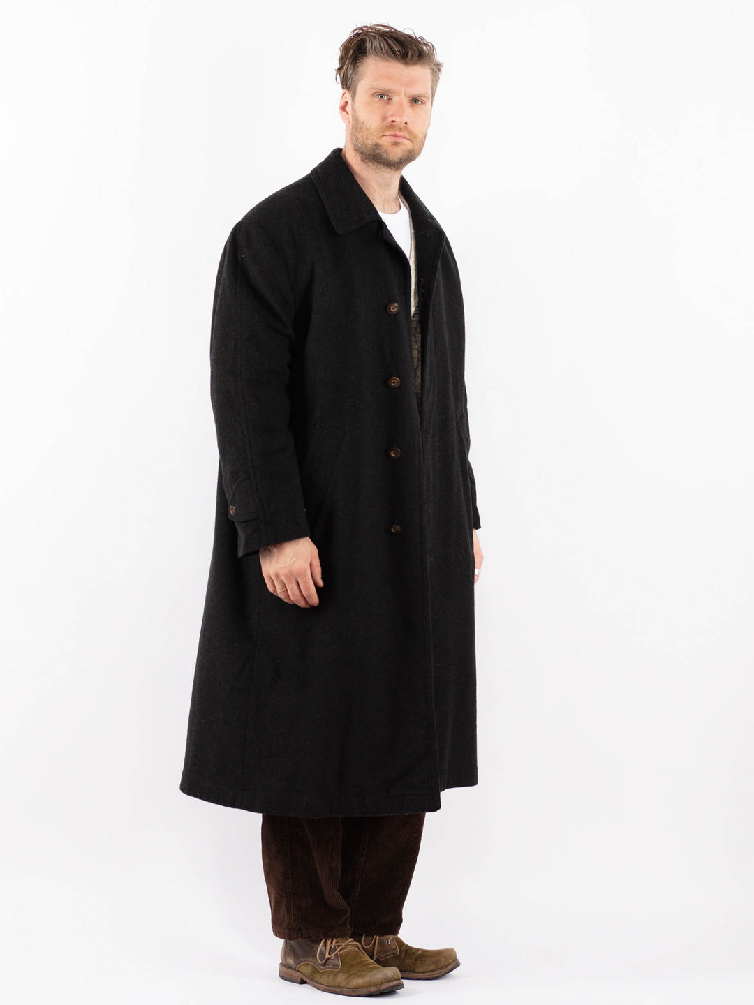 Vintage 90's Men Wool Coat in GrayZ1585