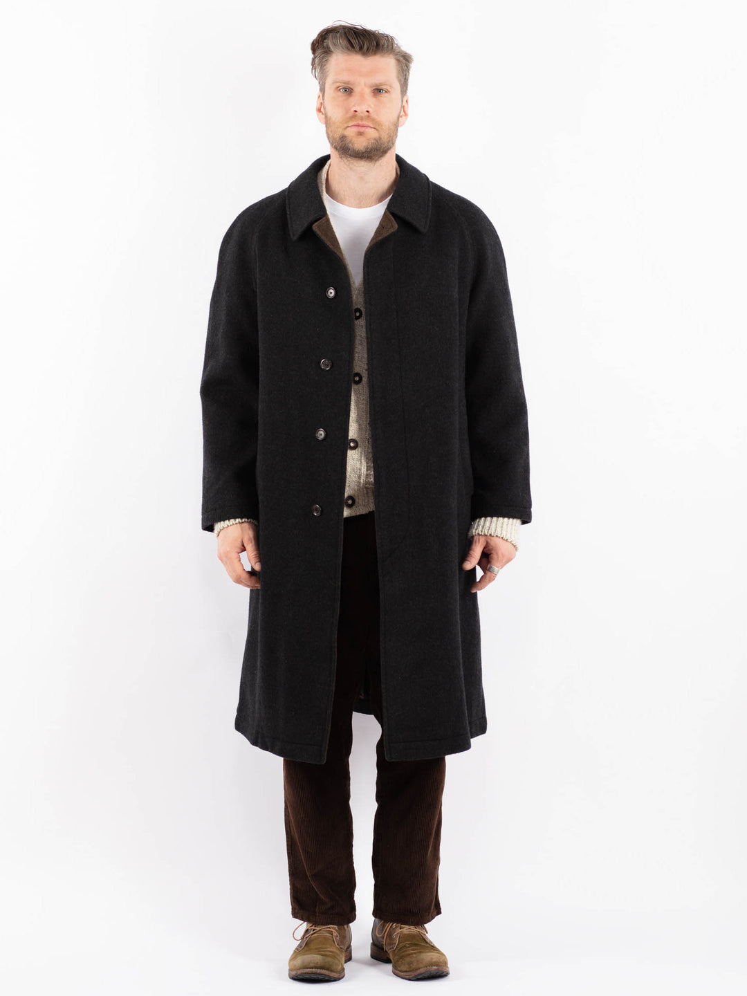 Vintage 90's Men Wool Coat in GrayZ1586
