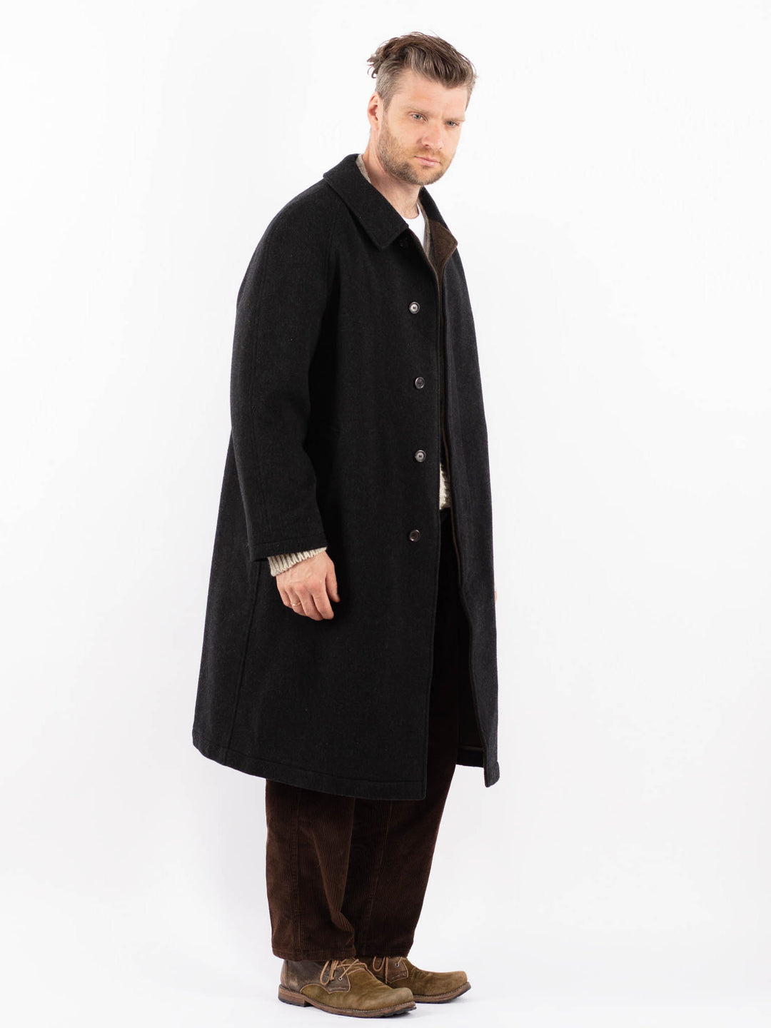 Vintage 90's Men Wool Coat in GrayZ1586