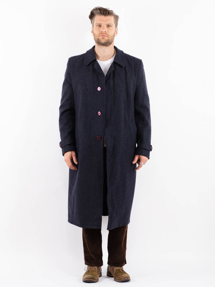Vintage 90's Men Wool Blend Coat in BlueZ1592