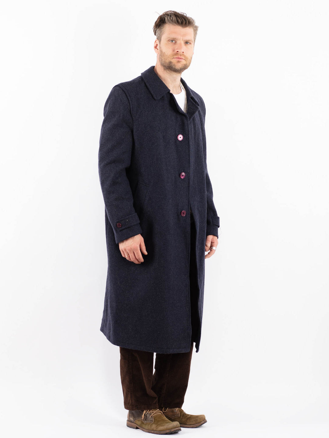 Vintage 90's Men Wool Blend Coat in BlueZ1592