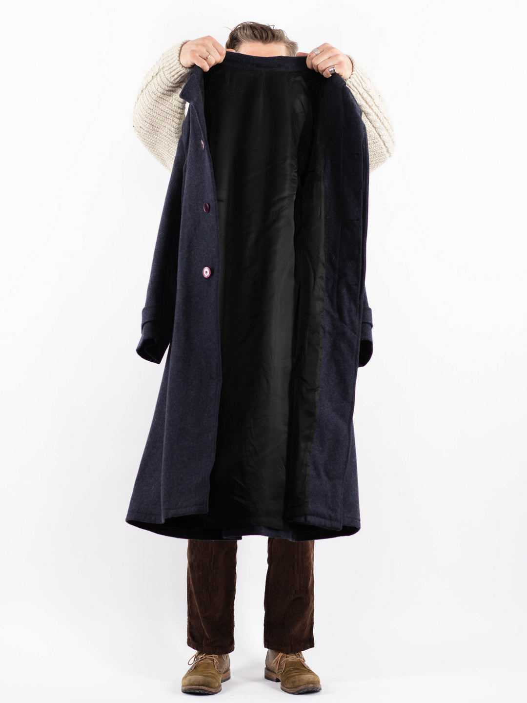 Vintage 90's Men Wool Blend Coat in BlueZ1592