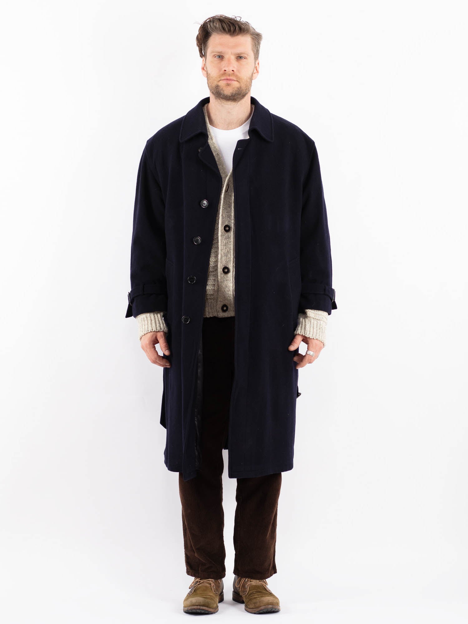 Online Vintage Store | Vintage 90's Men Wool Blend Coat in Blue