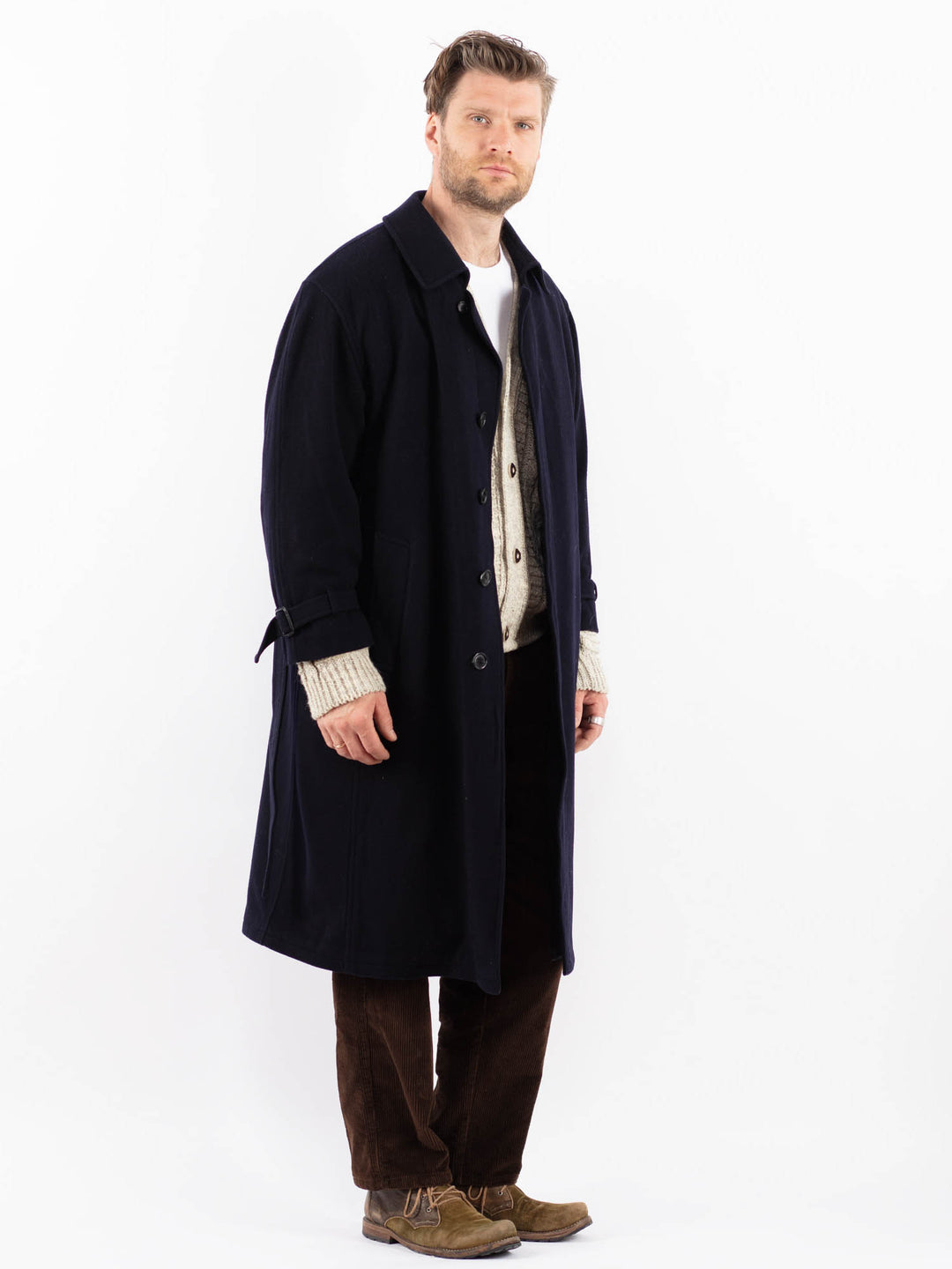 Vintage 90's Men Wool Blend Coat in BlueZ1595