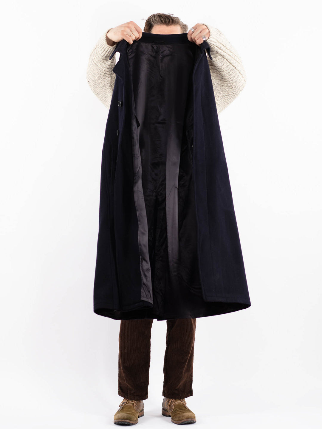 Vintage 90's Men Wool Blend Coat in BlueZ1595