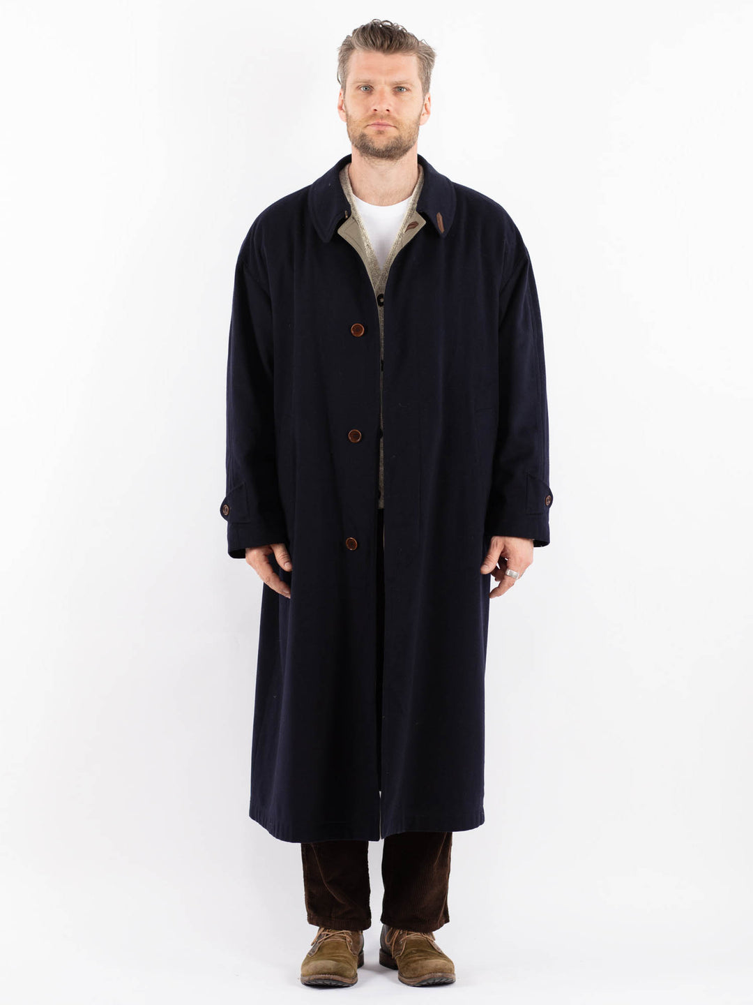 Vintage 90's Men Wool Blend Coat in BlueZ1614