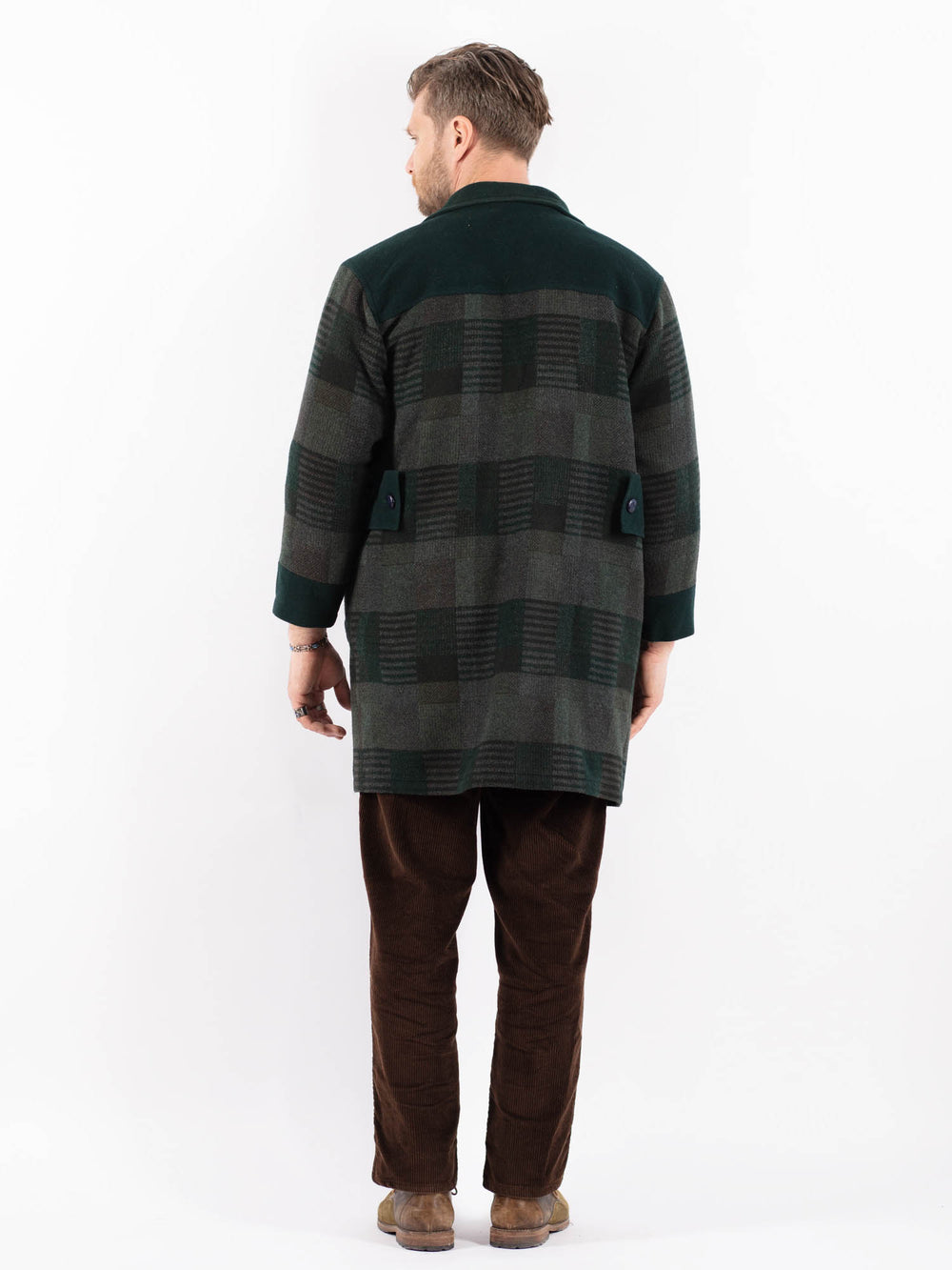 Vintage 90's Men Wool Blend Coat in GreenZ1626