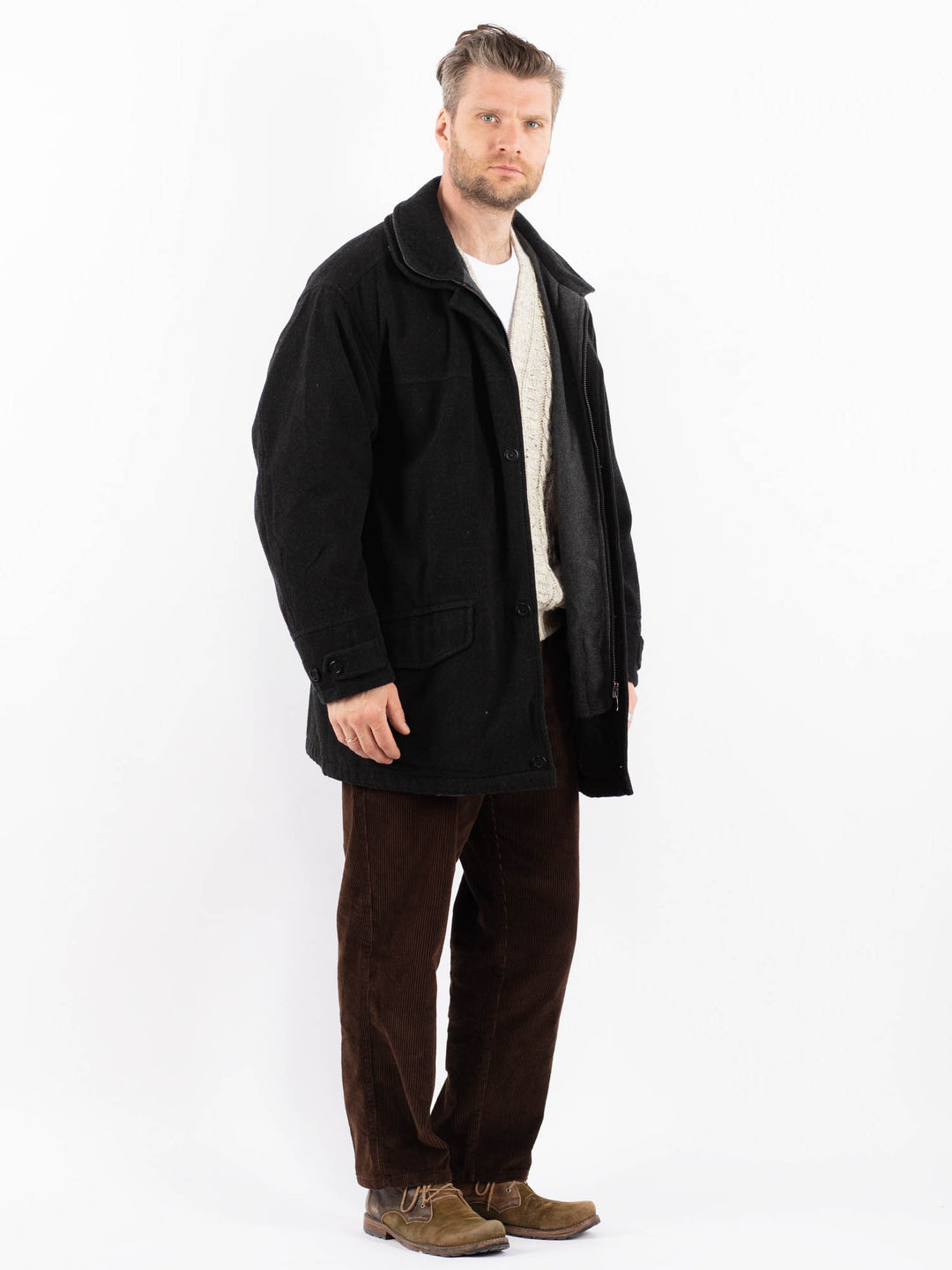 Vintage 90's Men Wool Blend Coat in GrayZ1628