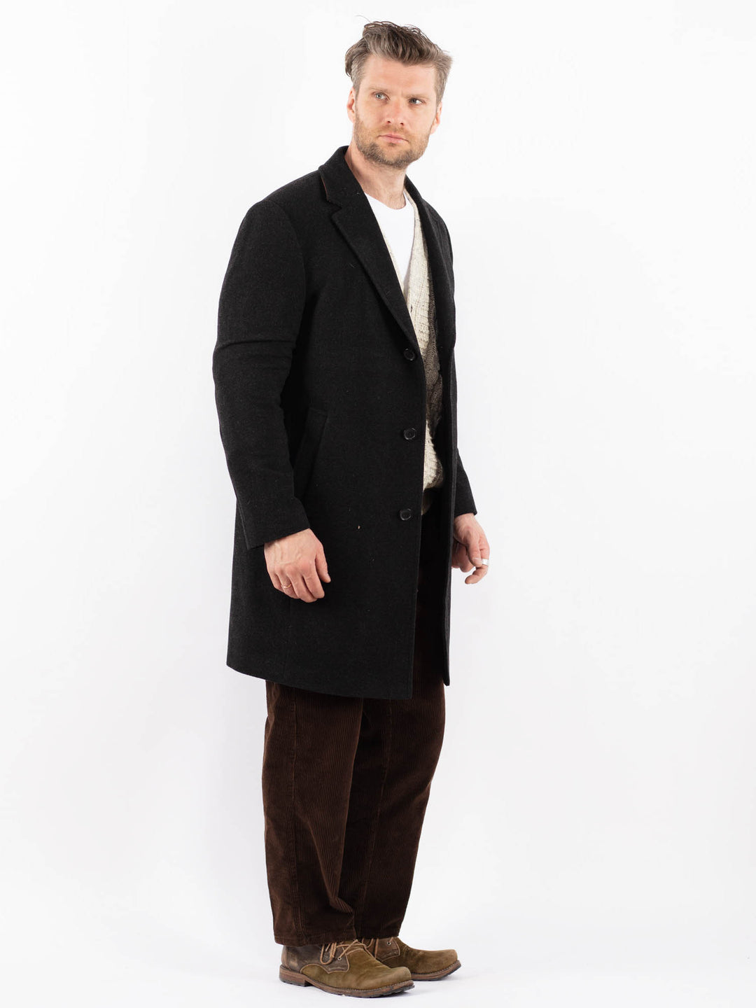 Vintage 90's Men Wool Blend Coat in GrayZ1629