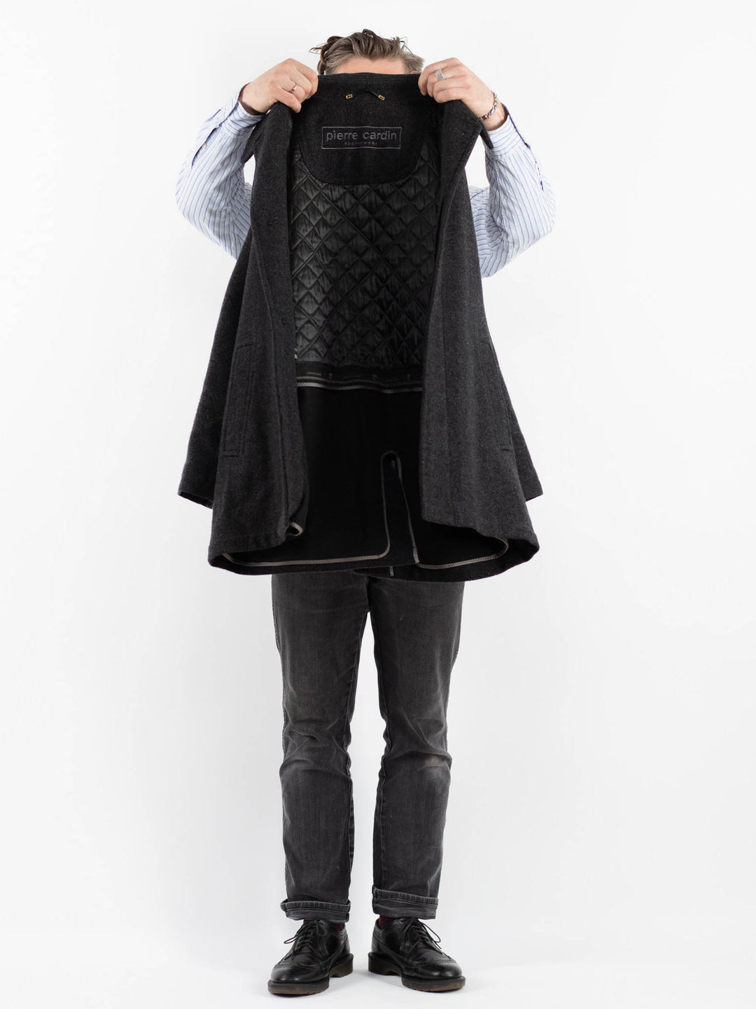 Vintage 90's Men Wool Blend Coat in GrayZ1766