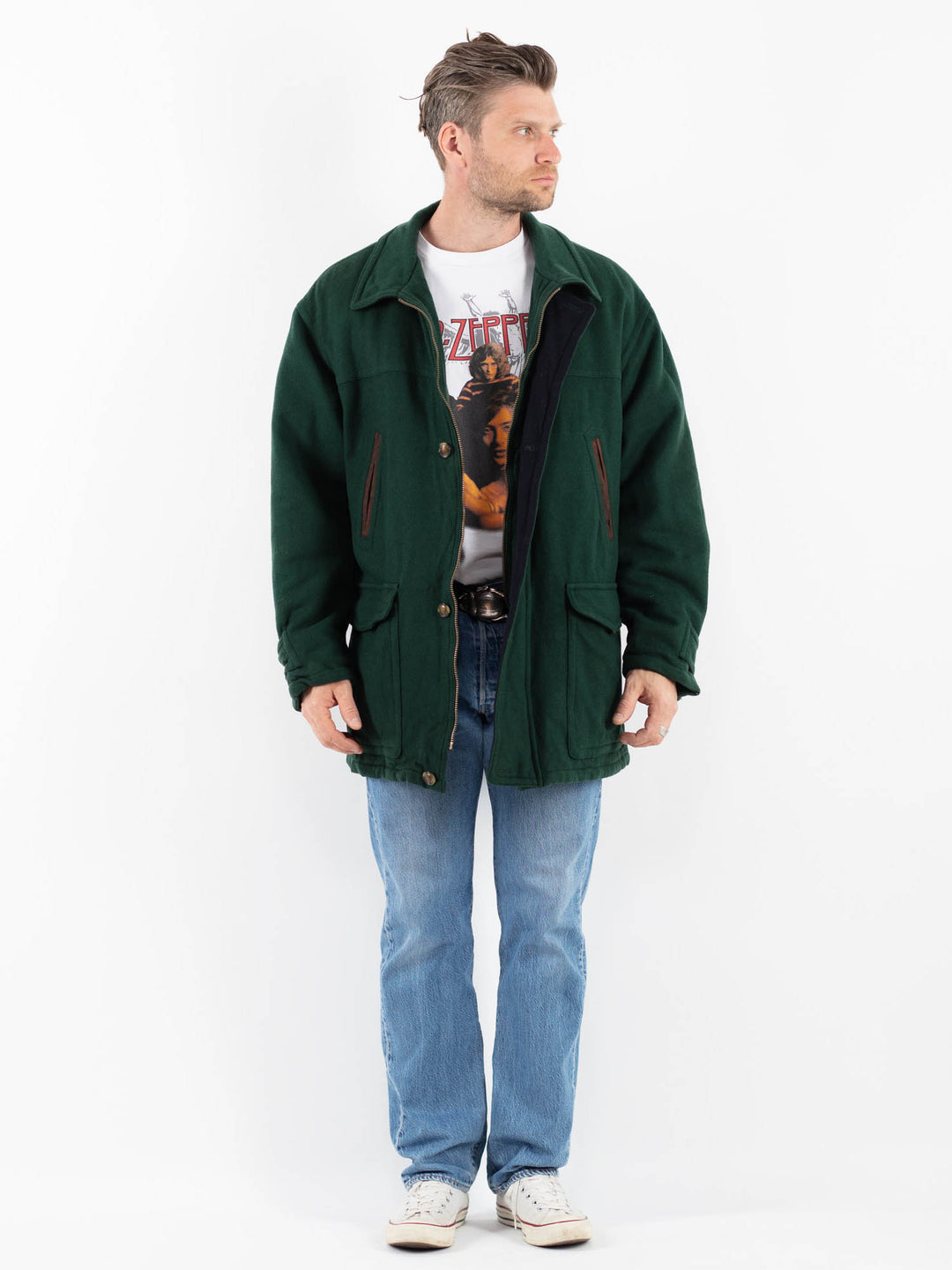 Vintage 90's Men Wool Blend Jacket in GreenZ1774