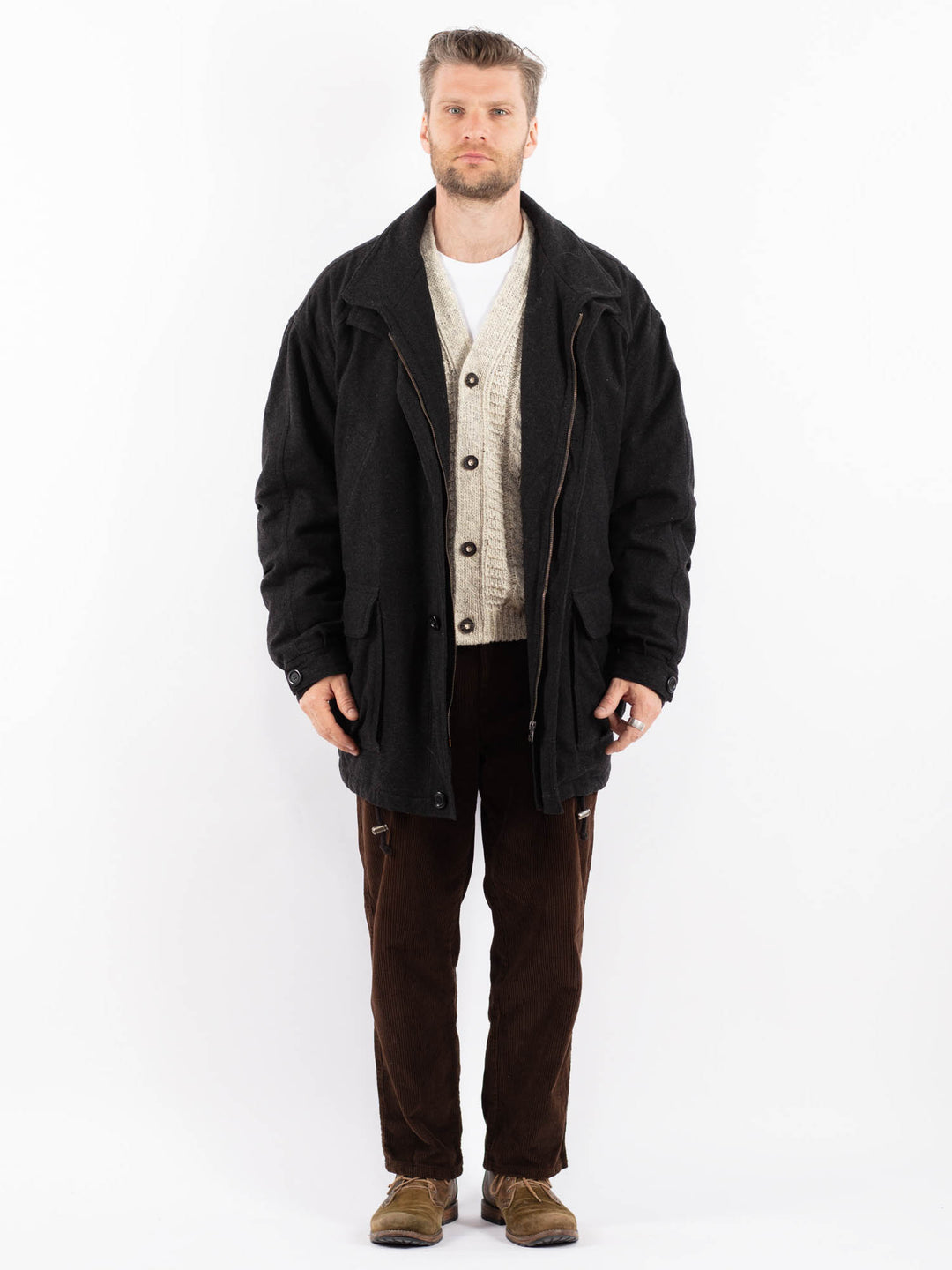 Vintage 90's Men Wool Blend Coat in GrayZ1627