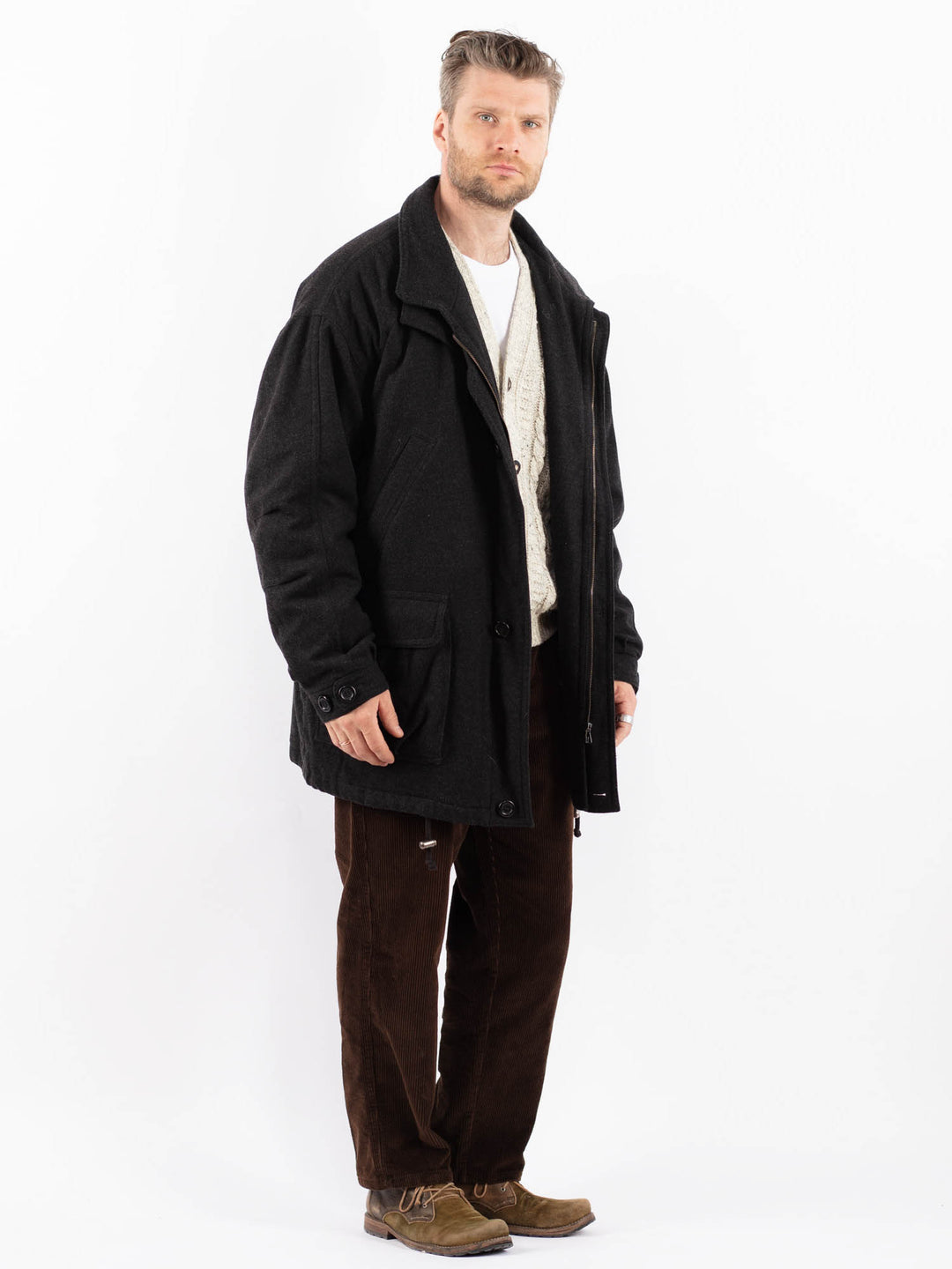 Vintage 90's Men Wool Blend Coat in GrayZ1627