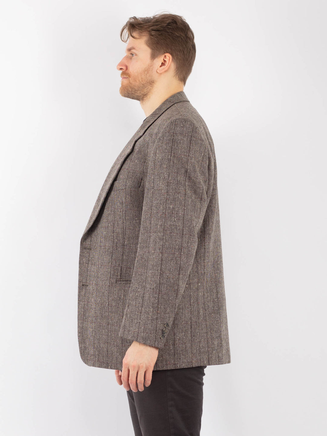 Vintage 90's Men Wool Blazer Jacket in Gray