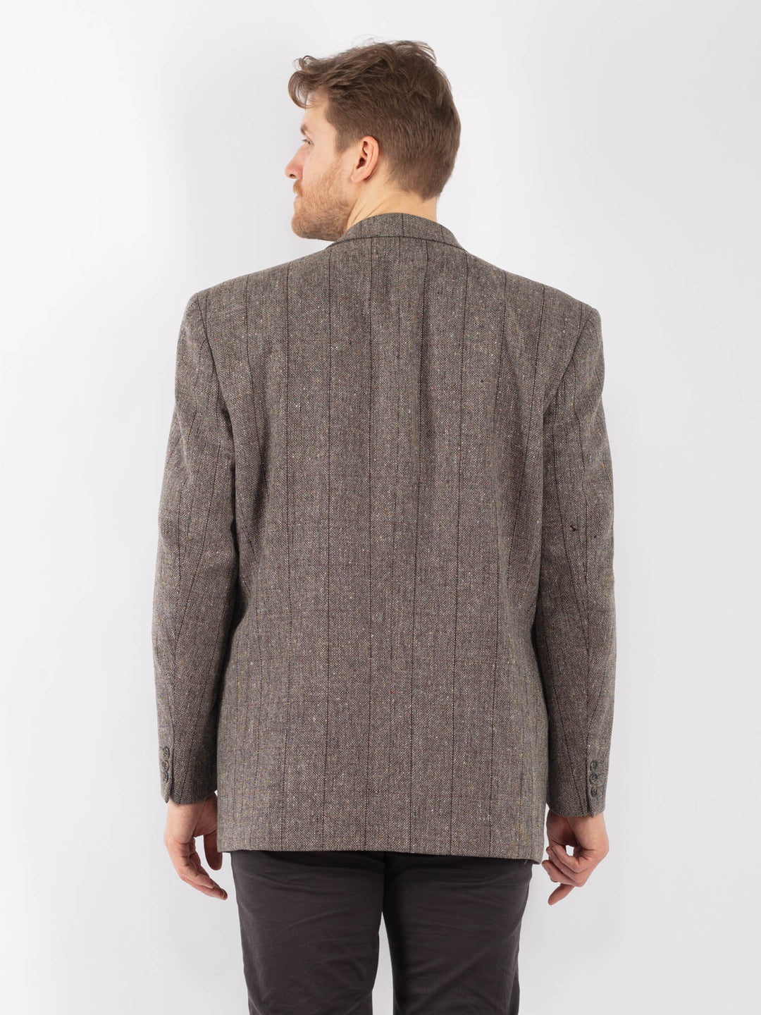 Vintage 90's Men Wool Blazer Jacket in Gray