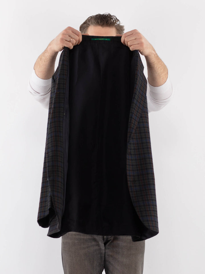 Vintage 90's Men Wool Blazer Jacket in Blue