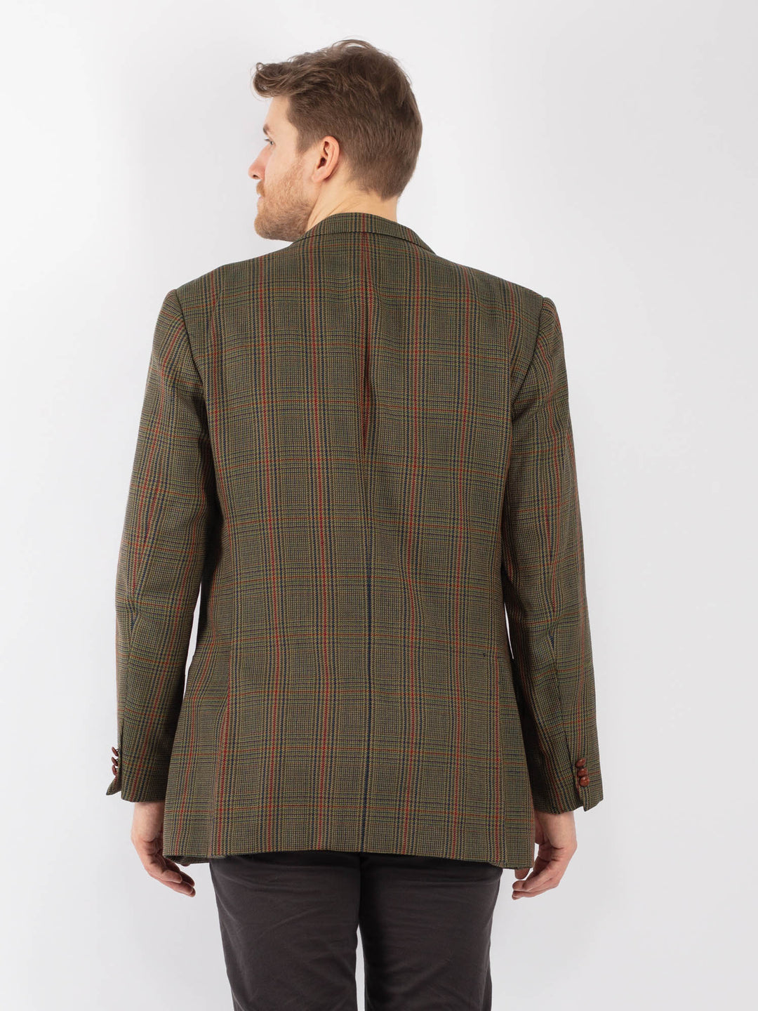 Vintage 90's Men Wool Blazer Jacket in Green