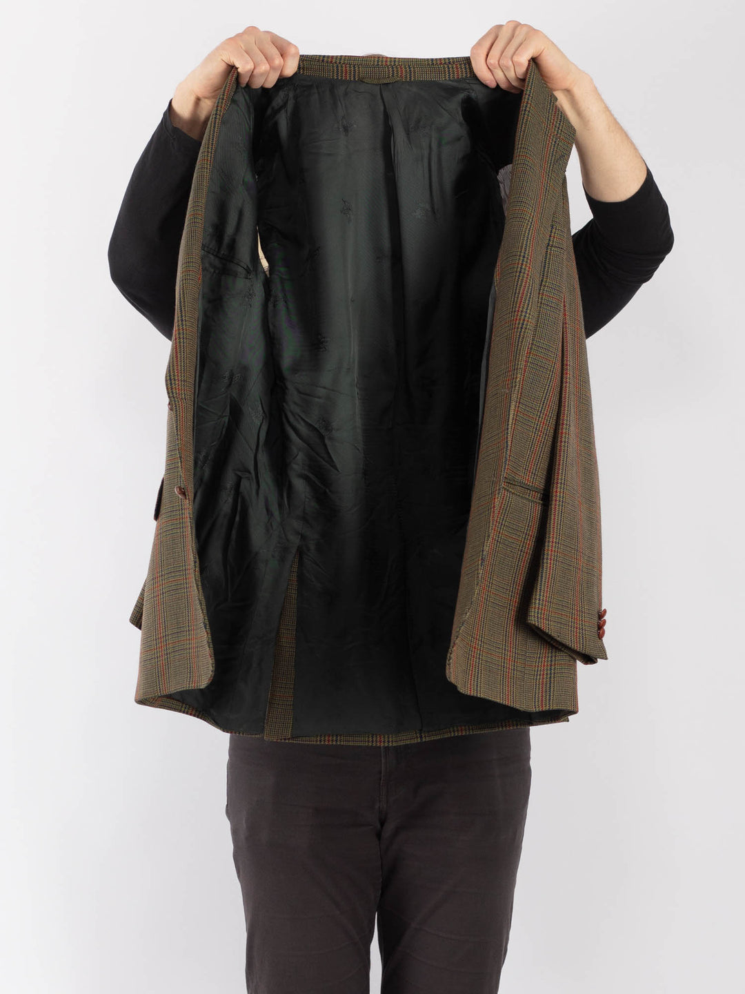 Vintage 90's Men Wool Blazer Jacket in Green