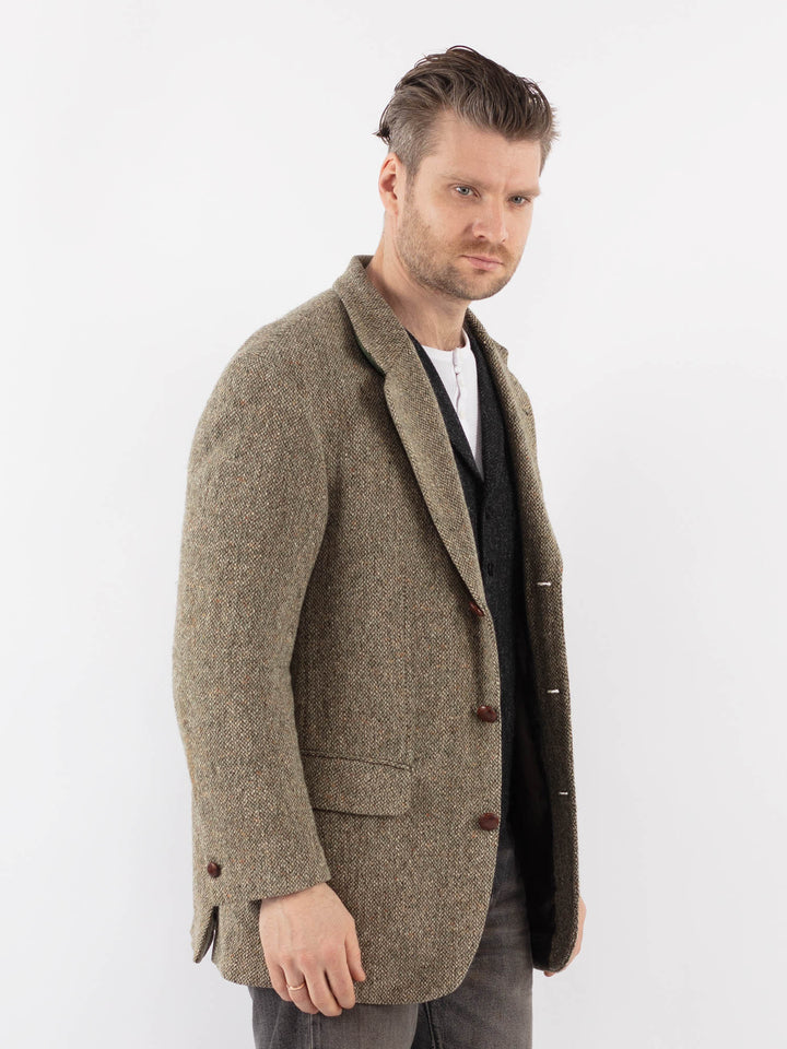 Vintage 90's Men Wool Blend Blazer Jacket in Light Green