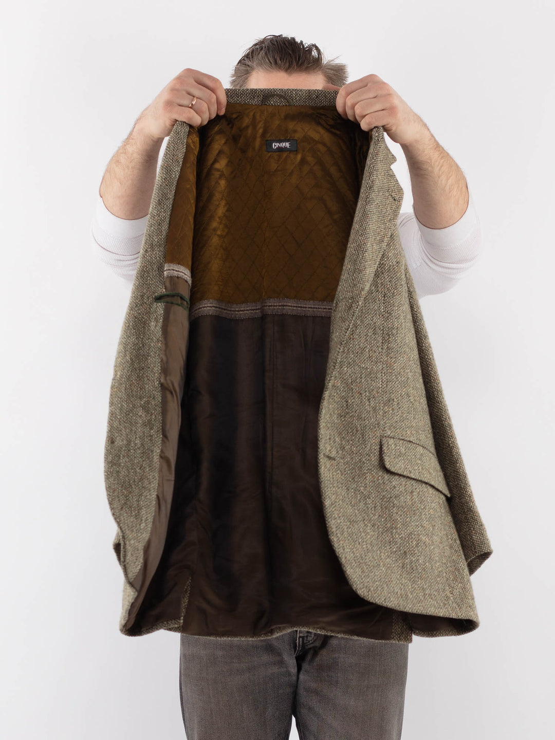 Vintage 90's Men Wool Blend Blazer Jacket in Light Green