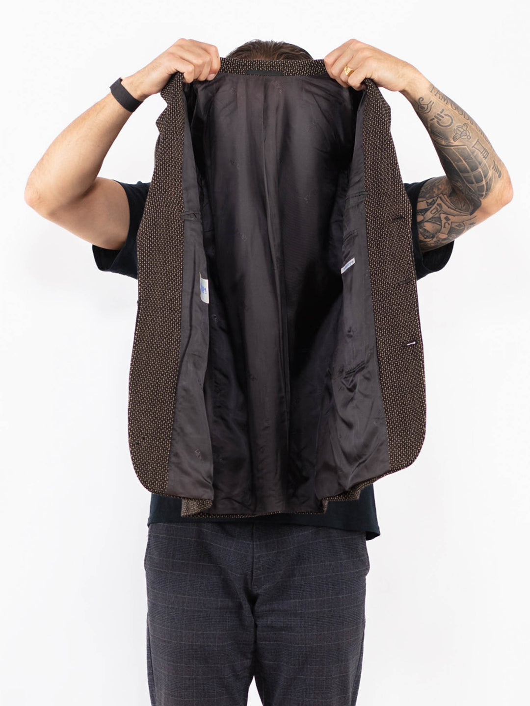 Vintage 90's Men Wool Blend Blazer Jacket in BrownZ2422