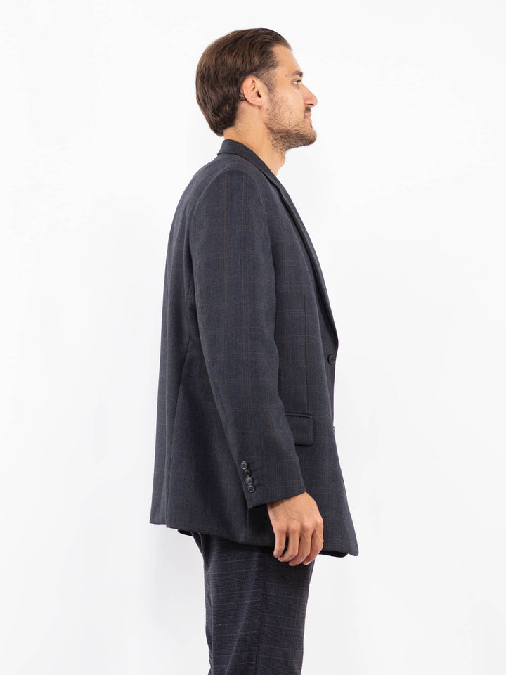 Vintage 90's Men Wool Blend Blazer Jacket in Blue