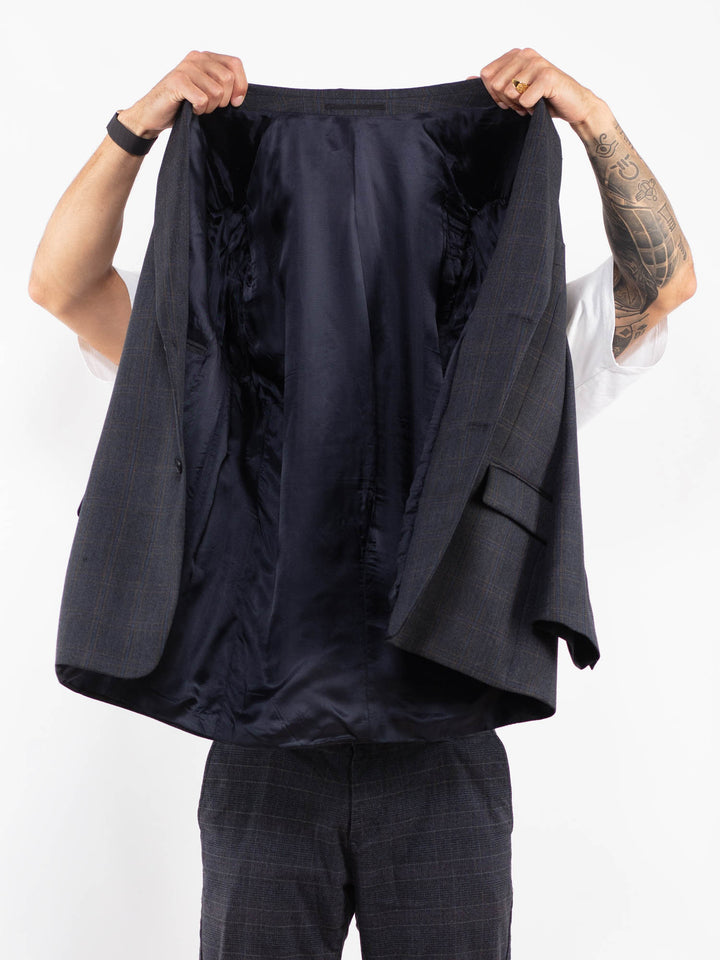 Vintage 90's Men Wool Blend Blazer Jacket in Blue