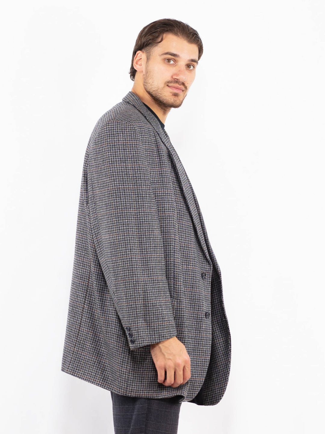 Vintage 90's Men Wool Blazer Jacket in GrayZ2431