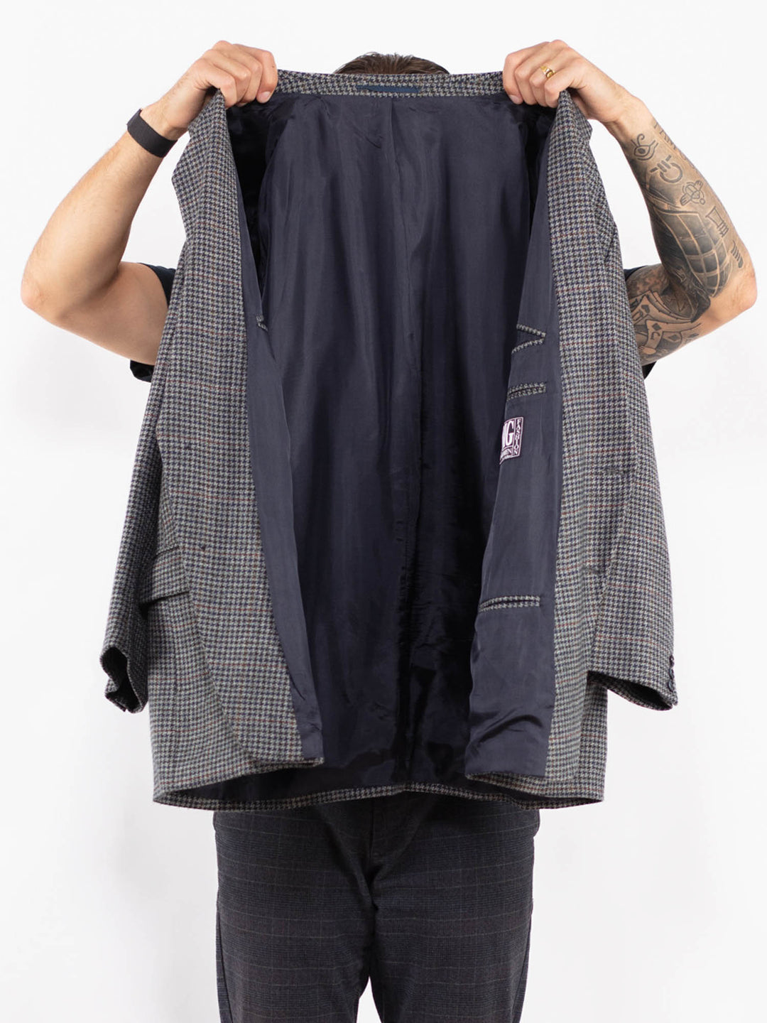 Vintage 90's Men Wool Blazer Jacket in GrayZ2431