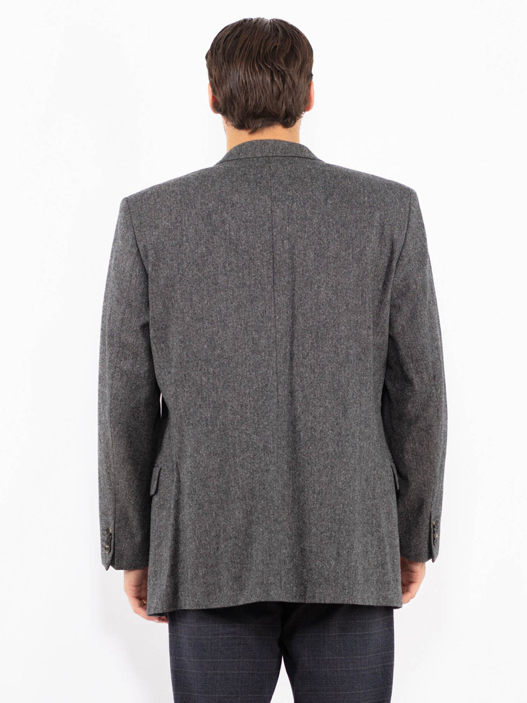Vintage 90's Men Wool Blazer Jacket in GrayZ2433