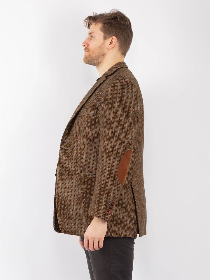 Vintage 90's Men Wool Blazer Jacket in Brown
