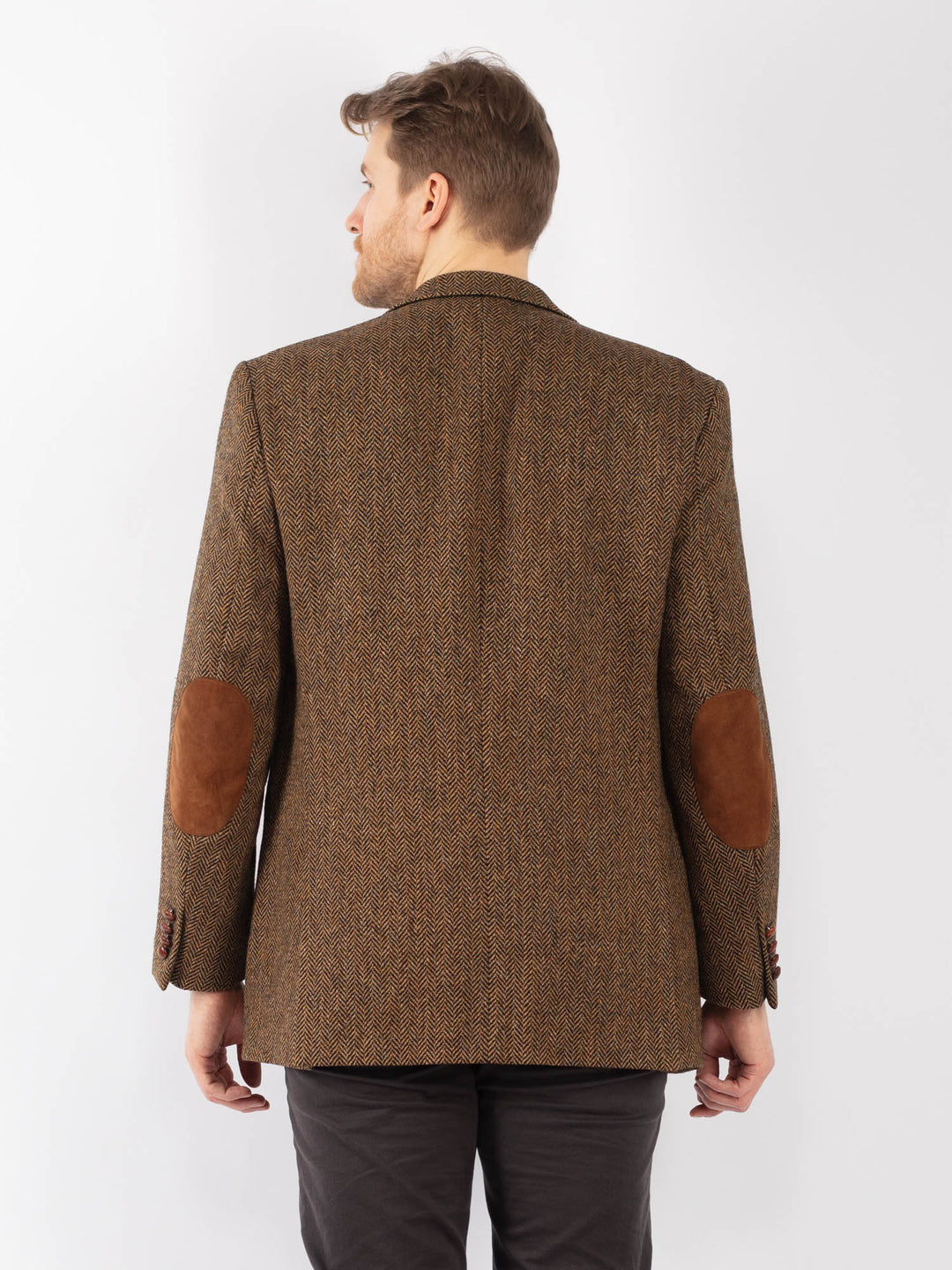 Vintage 90's Men Wool Blazer Jacket in Brown