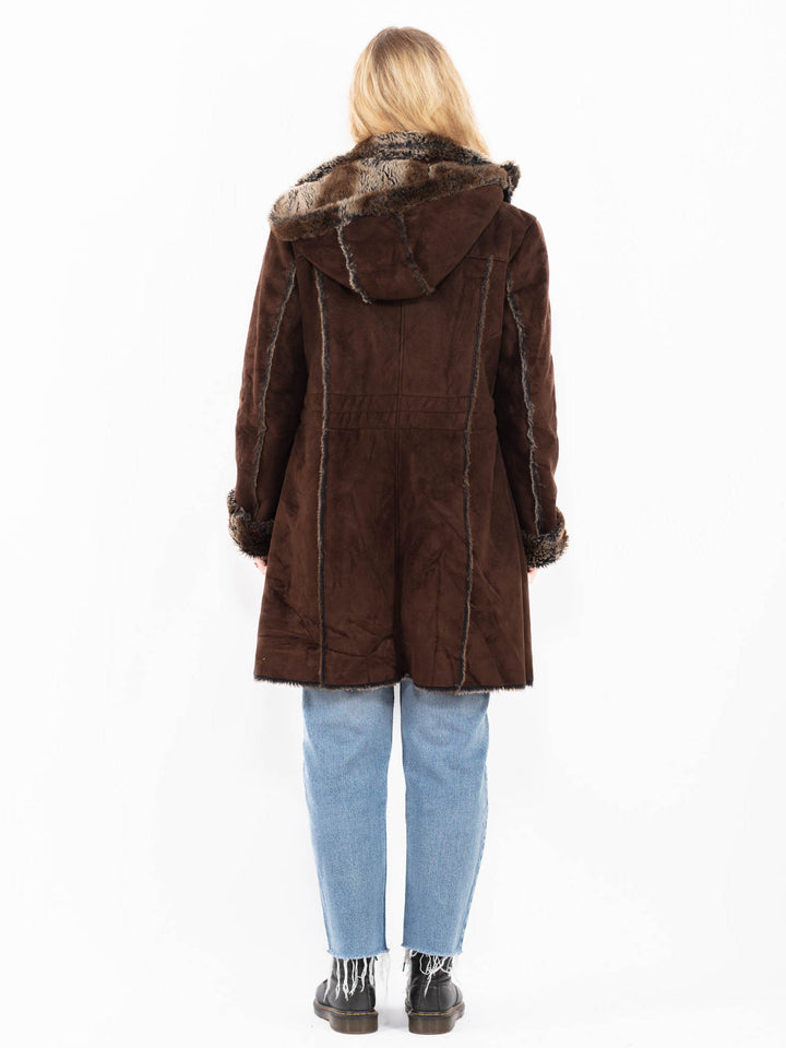 Vintage 00's Women Faux Sheepskin Coat in BrownA0511