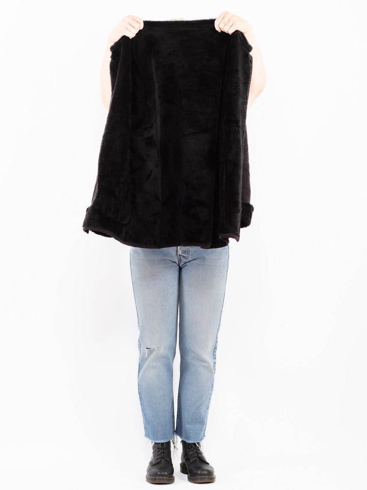 Vintage 90's Women Faux Sheepskin Coat in BlackA0515