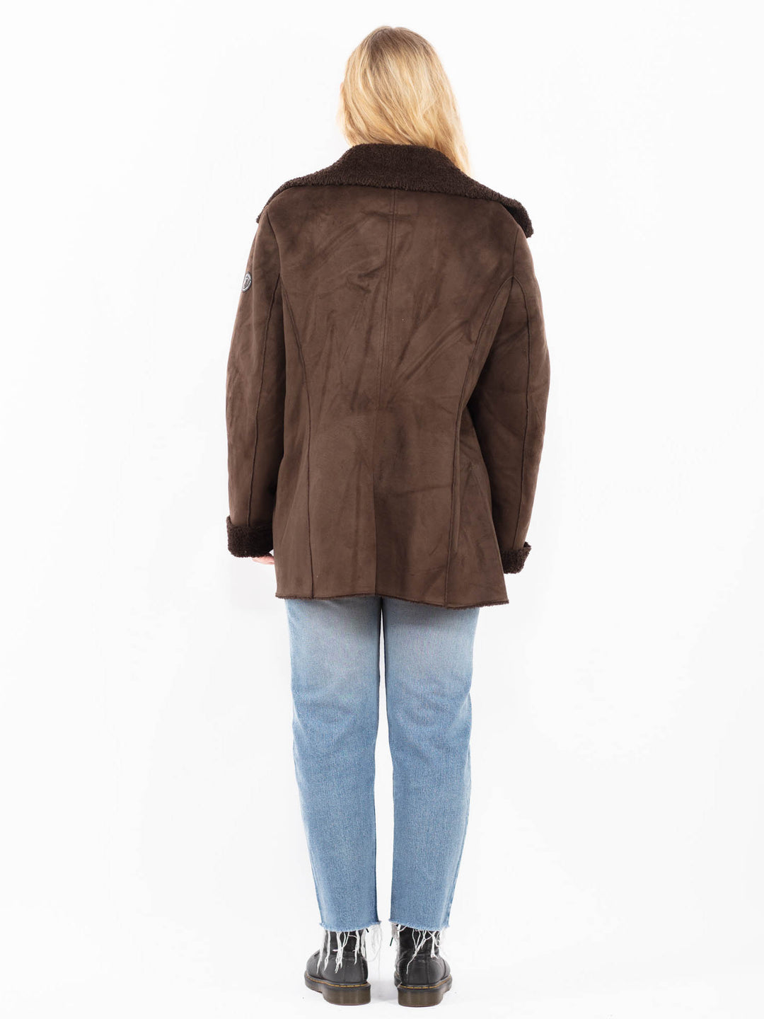Vintage 90's Women Faux Sheepskin Coat in BrownA0518