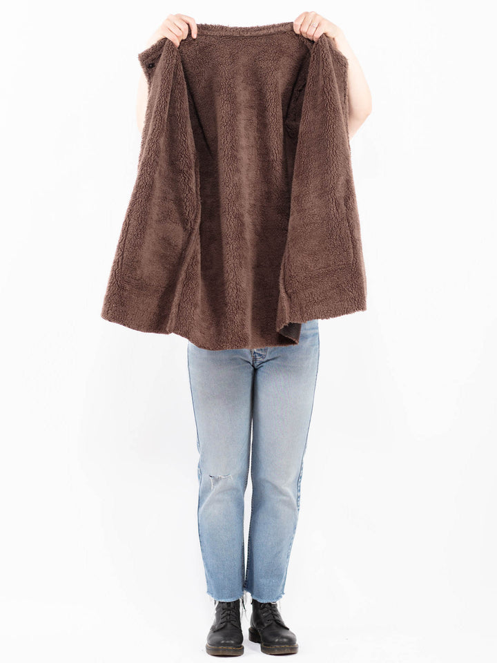 Vintage 90's Women Faux Sheepskin Coat in BrownA0528