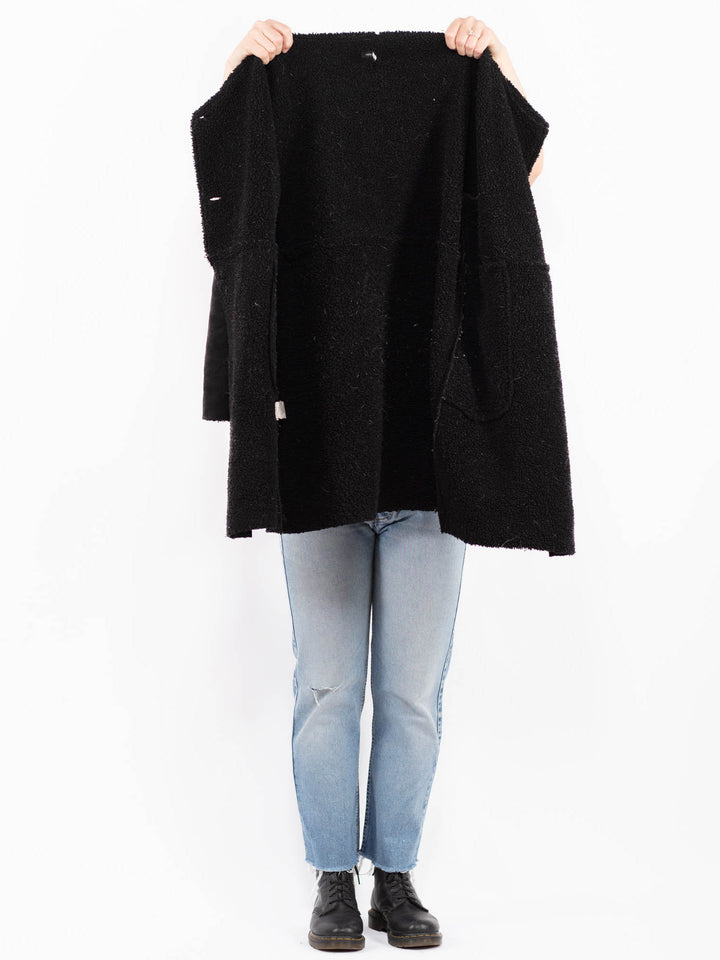 Vintage 90's Women Faux Sheepskin Coat in BlackA0533