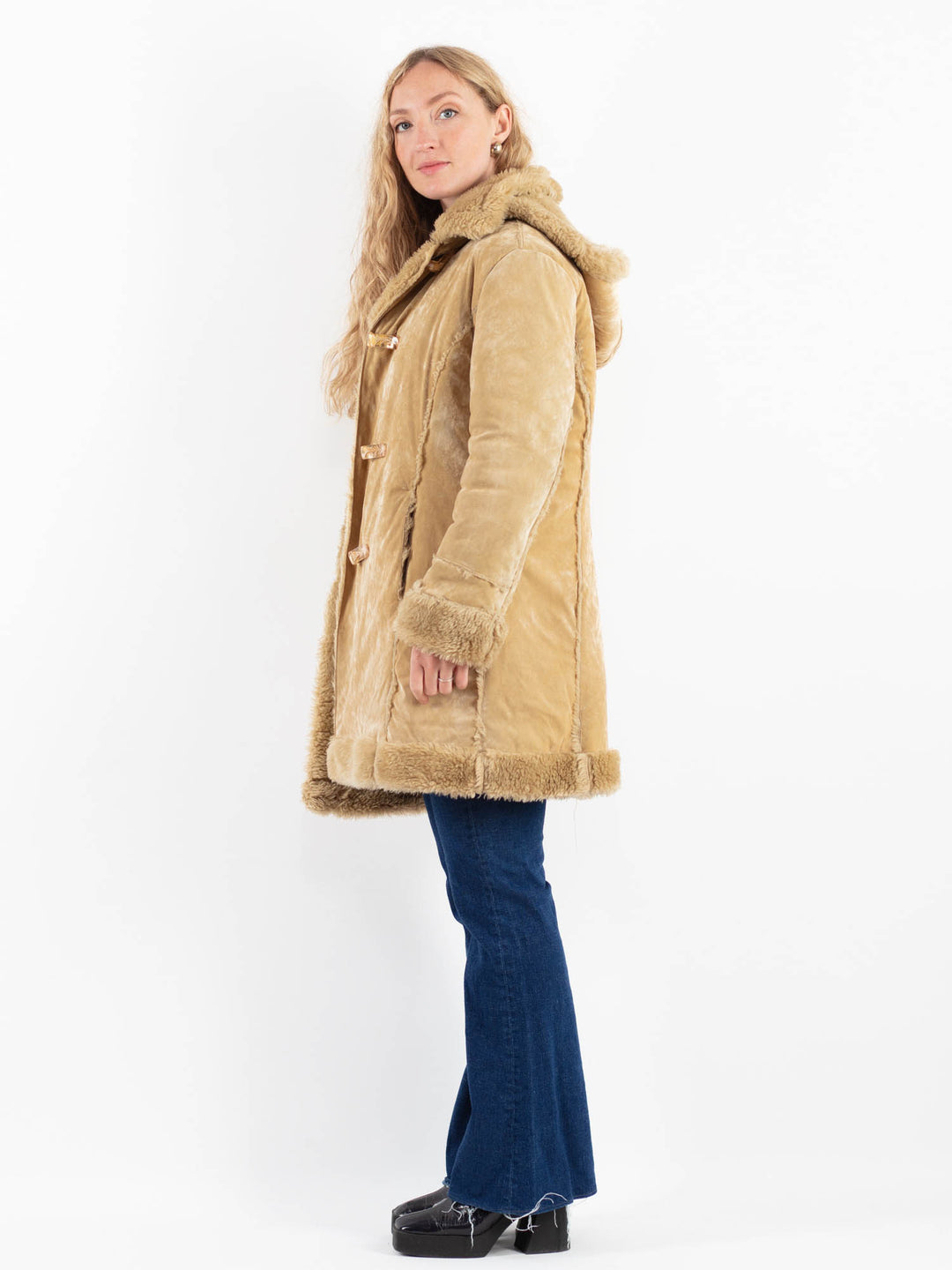 Vintage 90's Women Faux Sheepskin in BeigeV9906