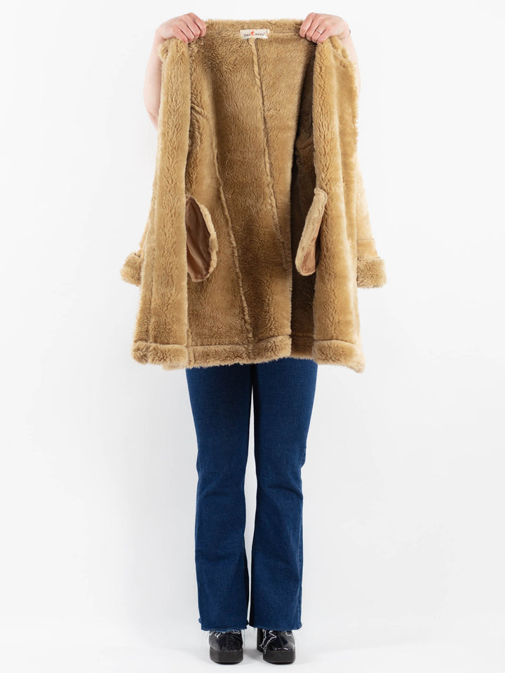 Vintage 90's Women Faux Sheepskin in BeigeV9906