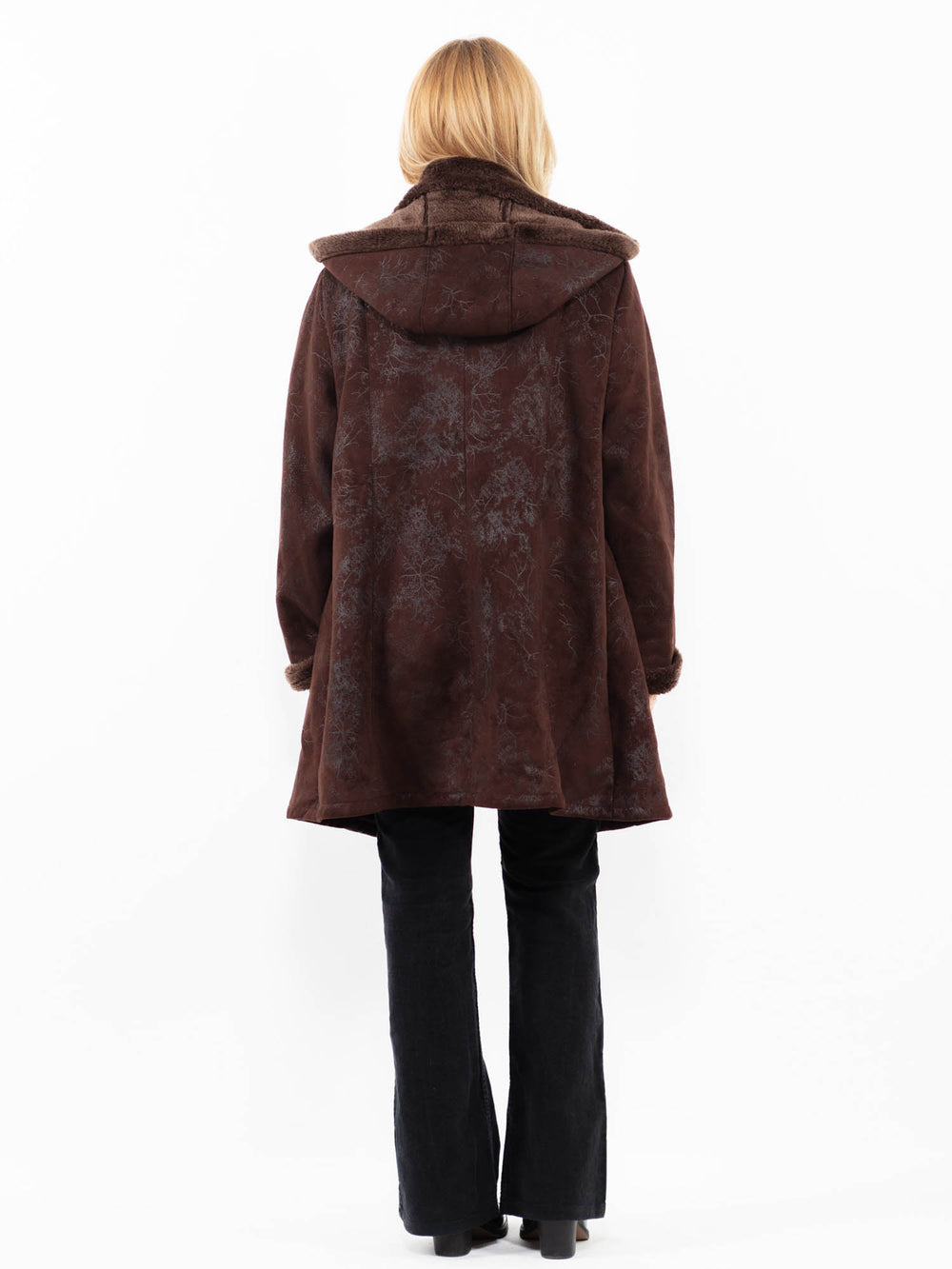 Vintage 90's Women Faux Sheepskin in BrownA0206
