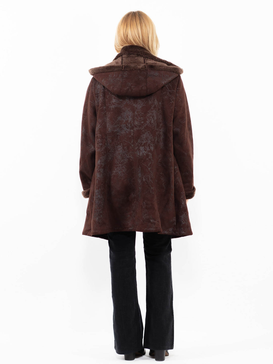 Vintage 90's Women Faux Sheepskin in BrownA0206