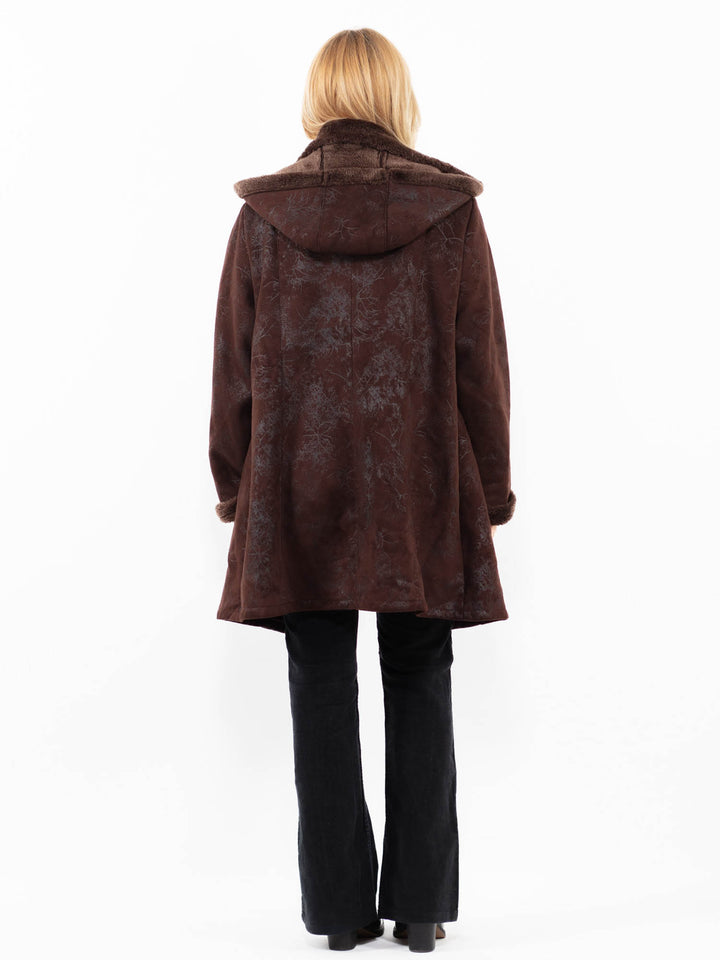 Vintage 90's Women Faux Sheepskin in BrownA0206