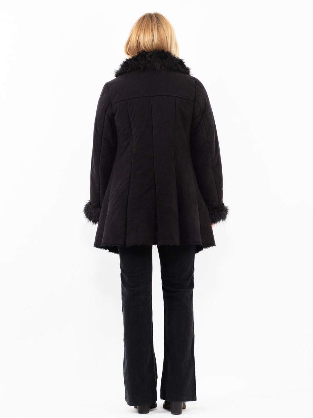 Vintage 90's Women Faux Sheepskin in BlackA0213