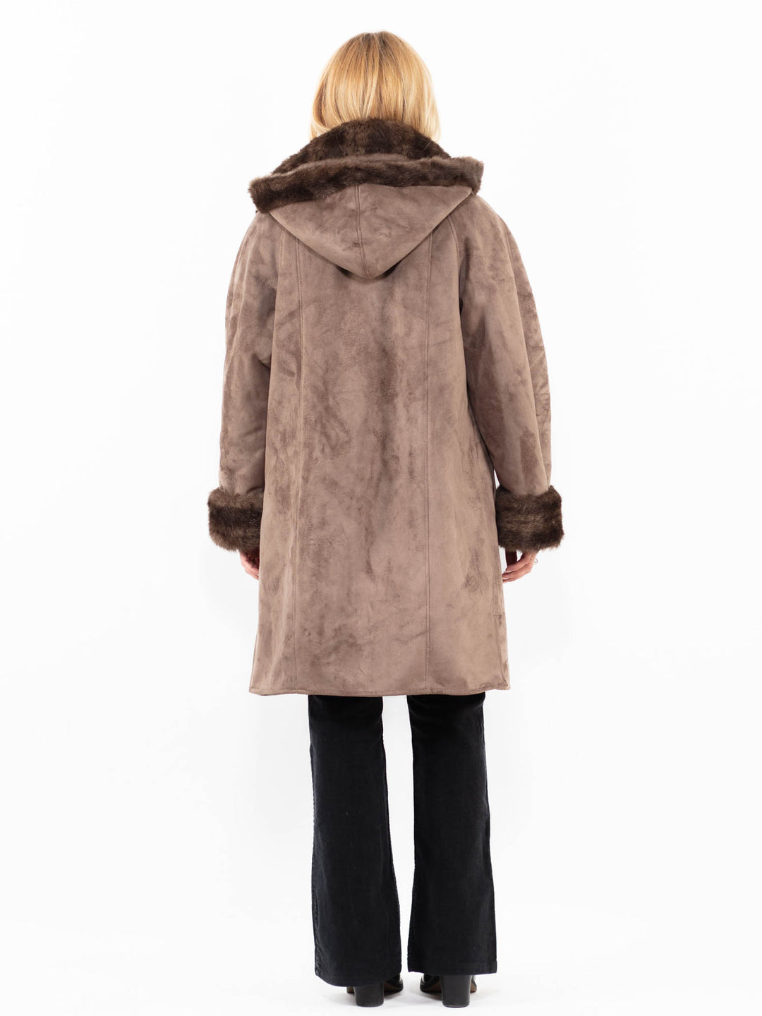 Vintage 90's Women Faux Sheepskin Coat in BeigeA0214