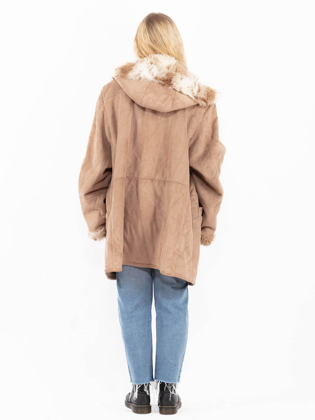 Vintage 90's Women Faux Sheepskin in BeigeA0572