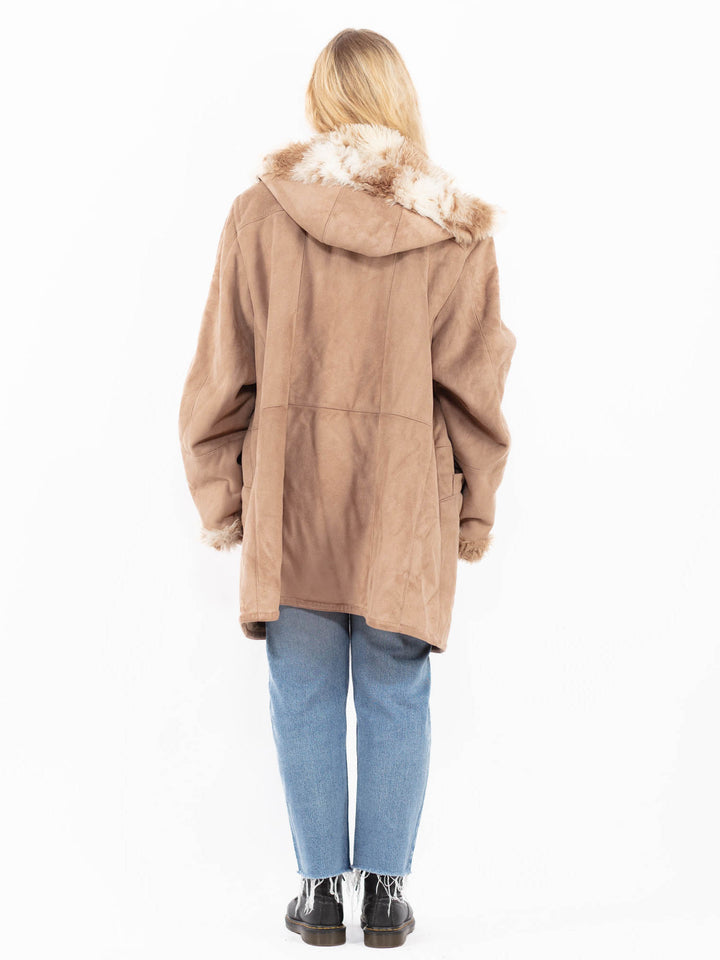 Vintage 90's Women Faux Sheepskin in BeigeA0572