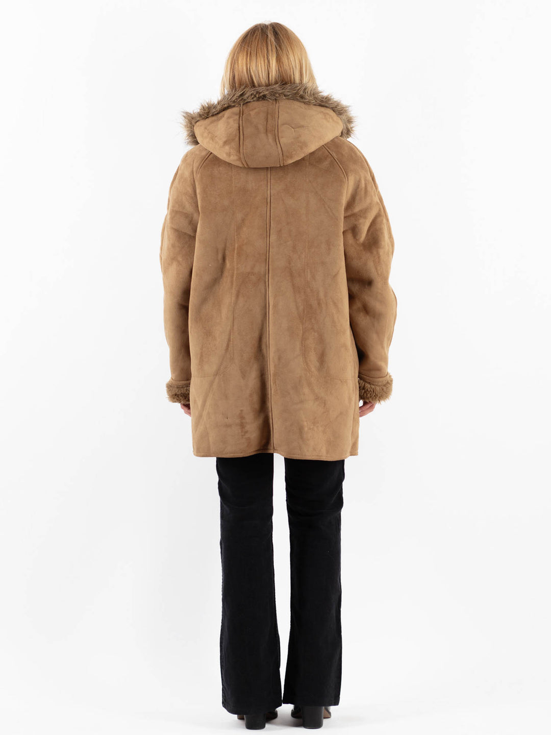 Vintage 90's Women Faux Sheepskin Coat in BeigeA0227