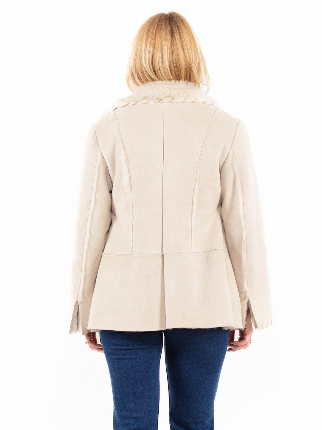 Vintage 00's Women Faux Sheepskin Jacket in BeigeA0036