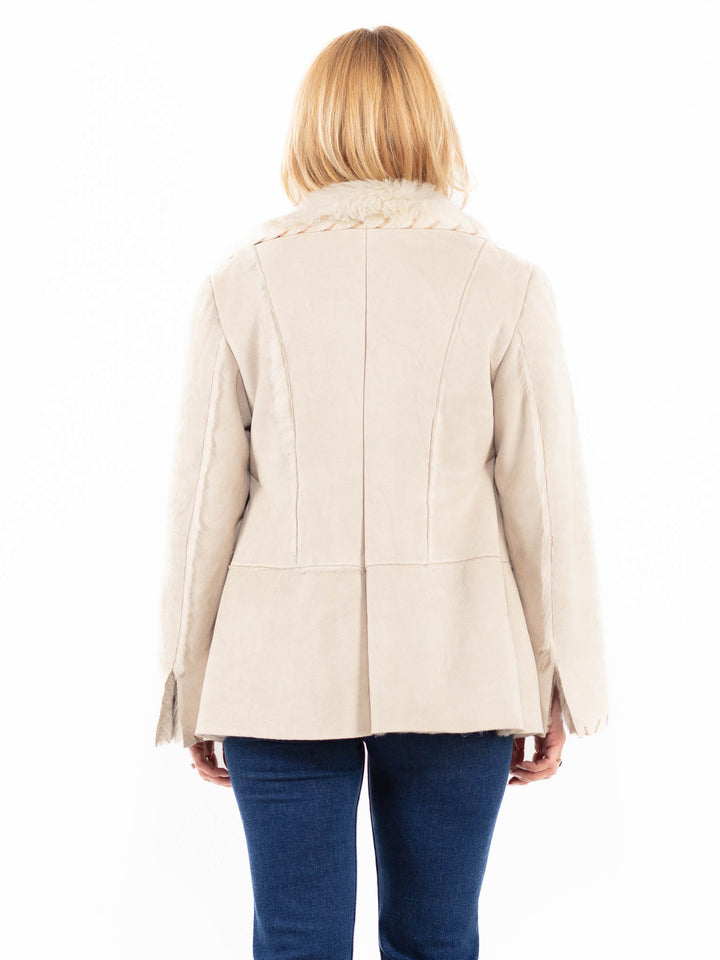 Vintage 00's Women Faux Sheepskin Jacket in BeigeA0036